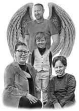 Load image into Gallery viewer, Black & White Portrait with Angel Wings