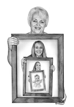 Load image into Gallery viewer, Black & White "frame within frame" generations portrait