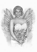 Load image into Gallery viewer, Black &amp; White Portrait with Angel Wings
