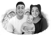 Load image into Gallery viewer, Black &amp; White Portrait with Angel Wings
