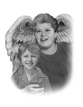 Load image into Gallery viewer, Black &amp; White Portrait with Angel Wings
