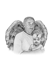 Load image into Gallery viewer, Black &amp; White Portrait with Angel Wings
