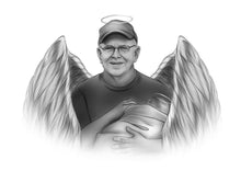 Load image into Gallery viewer, Black &amp; White Portrait with Angel Wings
