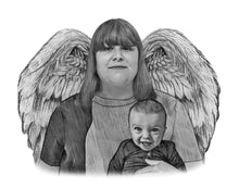 Load image into Gallery viewer, Black &amp; White Portrait with Angel Wings
