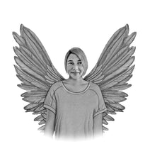 Load image into Gallery viewer, Black &amp; White Portrait with Angel Wings
